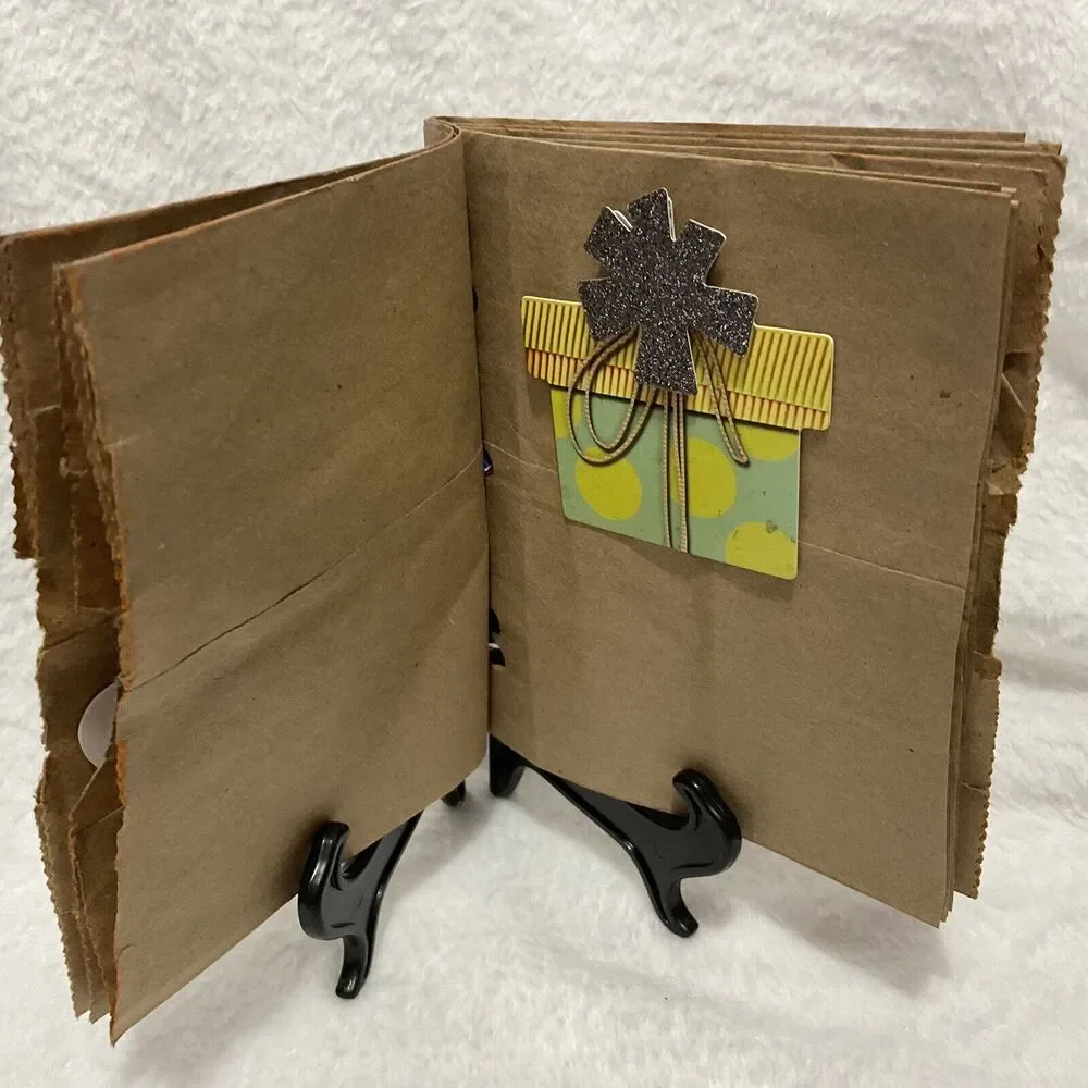 Rustic Handmade Lunch Bag Greeting Card Kid's Birthday Unisex W Envelope
